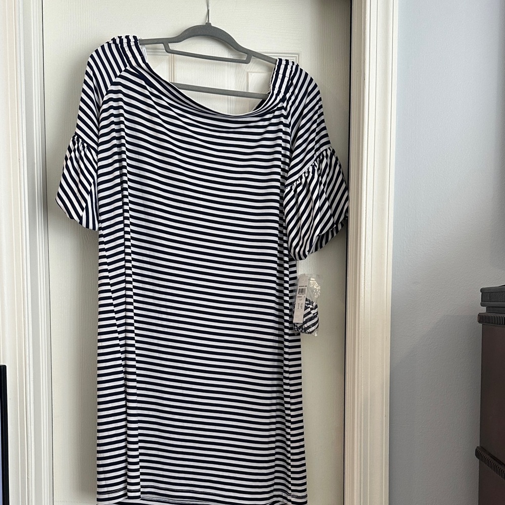 Donna Morgan Black and White Striped Dress